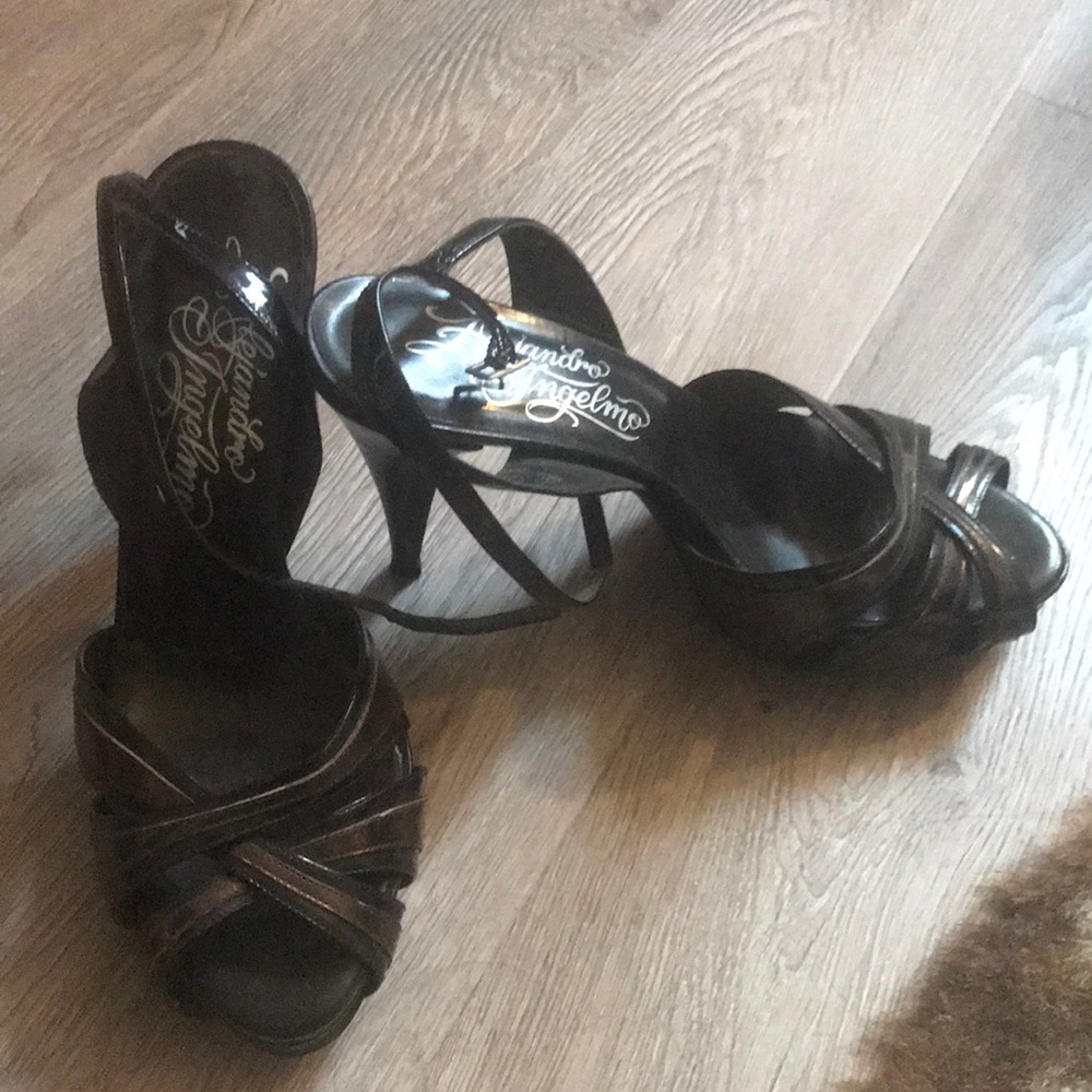 Alejandro Ingelmo black and bronze heel sandals
